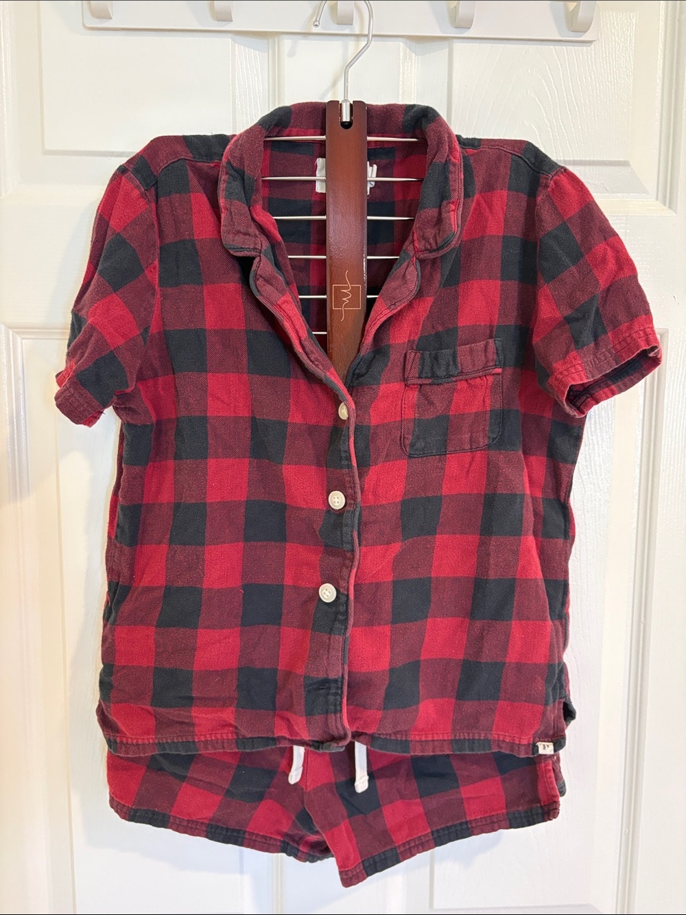 Pact Red & Black Buffalo Plaid Short-Sleeve Pajama Set